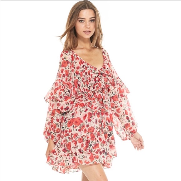 Misa Los Angeles Dresses & Skirts - MISA Asra Floral Ruffle Smocked Mini Dress M NWT